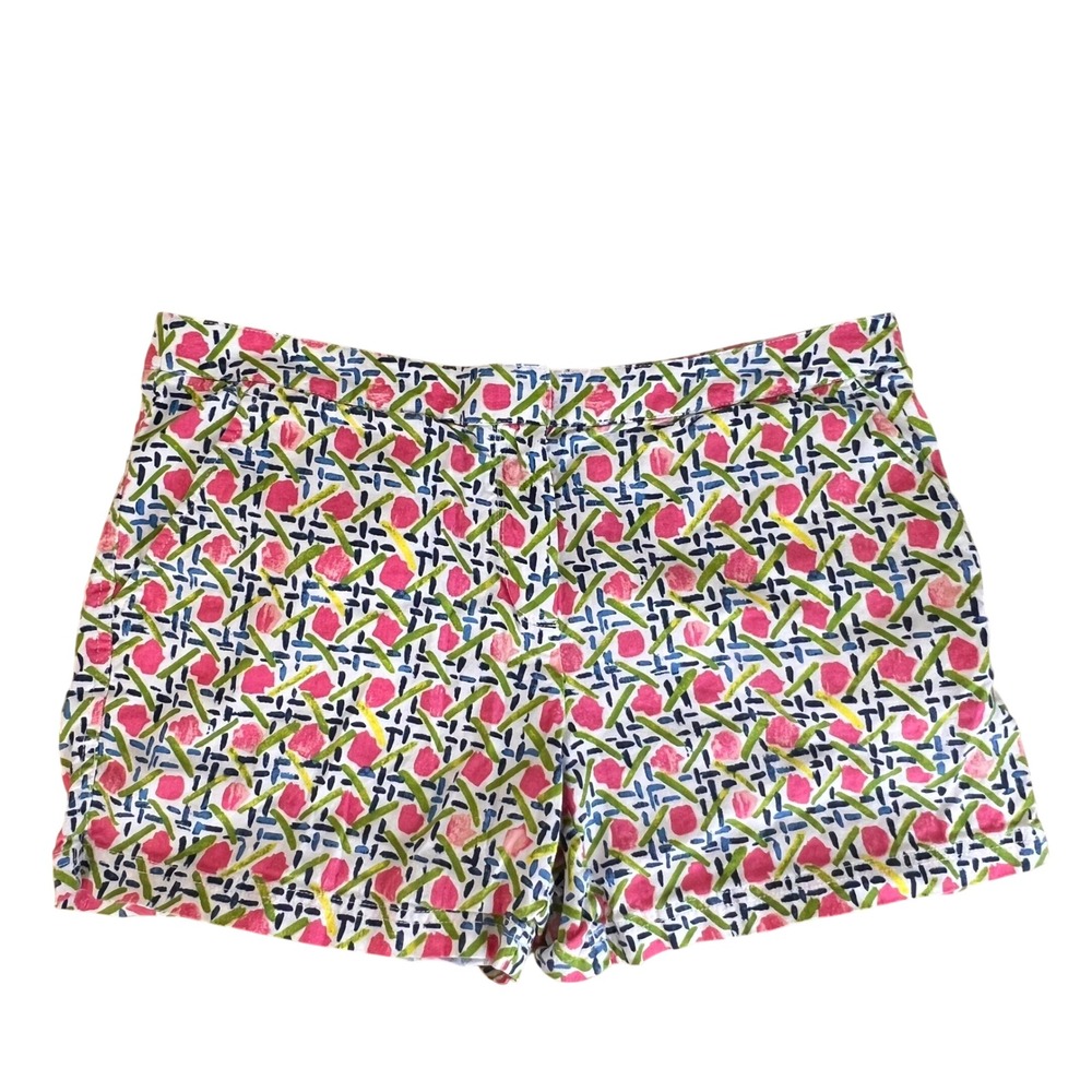 Tommy Bahama Women's Size 8 Linen Blend Abstract Floral‎ Print Shorts Pink Green
